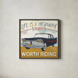 Lets Travel III by Pela Studio. Shown in a sleek black glass frame for a contemporary gallery look. Available as an archival giclee rolled canvas, fine art paper, or poster print. SKU 10863a.