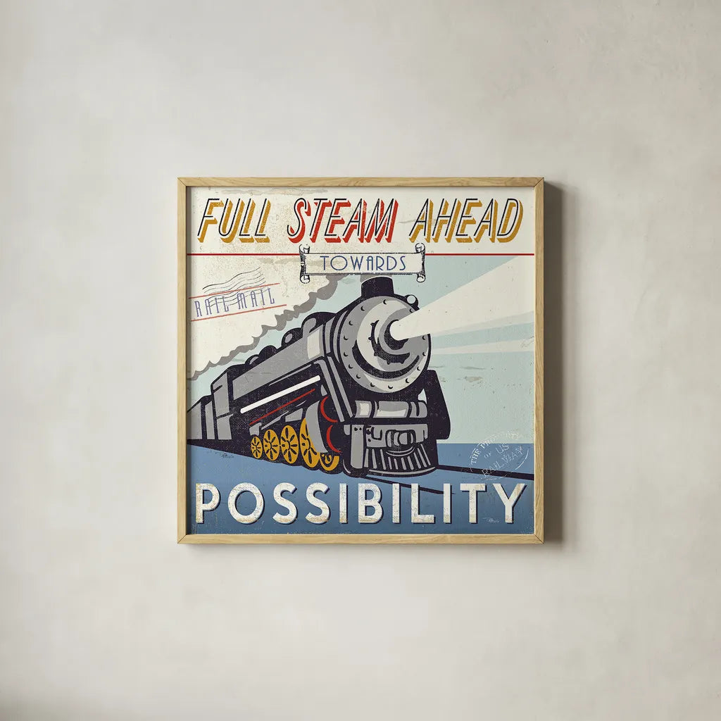 Lets Travel IV by Pela Studio. Shown in a natural wood glass frame for a timeless modern aesthetic. Available as an archival giclee rolled canvas, fine art paper, or poster print. SKU 10864a.