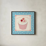 Lil Cupcakes I by Pela Studio. Shown in a sleek black glass frame for a contemporary gallery look. Available as an archival giclee rolled canvas, fine art paper, or poster print. SKU 29482a.