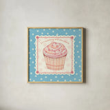 Lil Cupcakes IV by Pela Studio. Shown in a natural wood glass frame for a timeless modern aesthetic. Available as an archival giclee rolled canvas, fine art paper, or poster print. SKU 29481a.