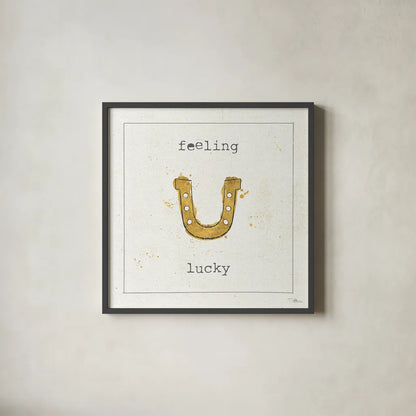 Lil Memos Feeling Lucky by Pela Studio. Shown in a sleek black glass frame for a contemporary gallery look. Available as an archival giclee rolled canvas, fine art paper, or poster print. SKU 28479a.