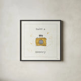 Lil Memos Make a Memory by Pela Studio. Shown in a sleek black glass frame for a contemporary gallery look. Available as an archival giclee rolled canvas, fine art paper, or poster print. SKU 28480a.