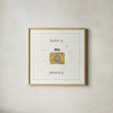 Lil Memos Make a Memory by Pela Studio. Shown in a natural wood glass frame for a timeless modern aesthetic. Available as an archival giclee rolled canvas, fine art paper, or poster print. SKU 28480a.
