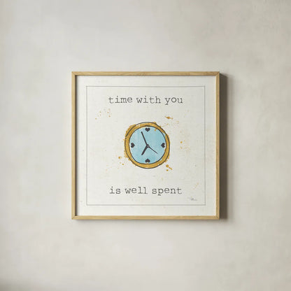 Love Notes X Turquoise Clock by Pela Studio. Shown in a natural wood glass frame for a timeless modern aesthetic. Available as an archival giclee rolled canvas, fine art paper, or poster print. SKU 41690a.