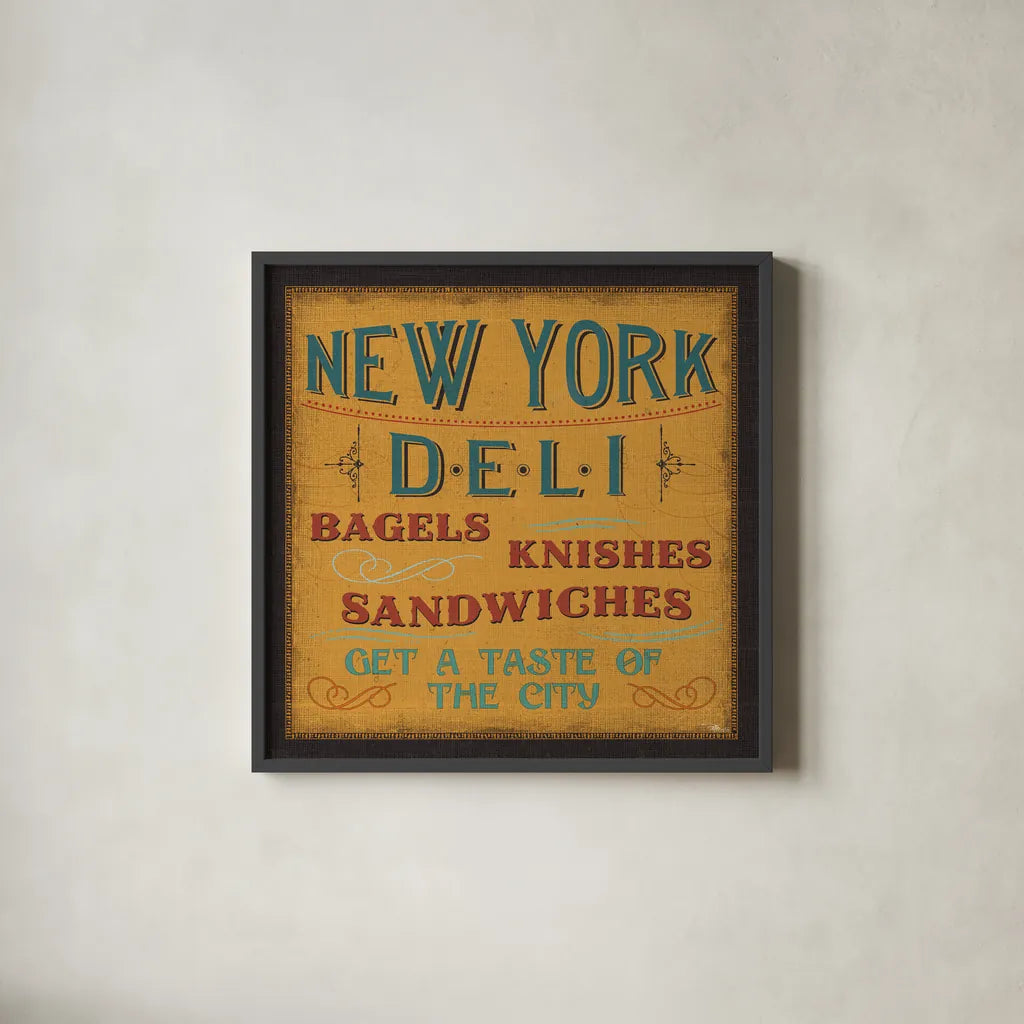 Lunchtime in Color III by Pela Studio. Shown in a sleek black glass frame for a contemporary gallery look. Available as an archival giclee rolled canvas, fine art paper, or poster print. SKU 11959a.