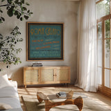 Lunchtime in Color IV by Pela Studio. Shown in a natural wood frame in a cozy modern living room. Available as an archival giclee rolled canvas, fine art paper, or poster print. SKU 11960a.