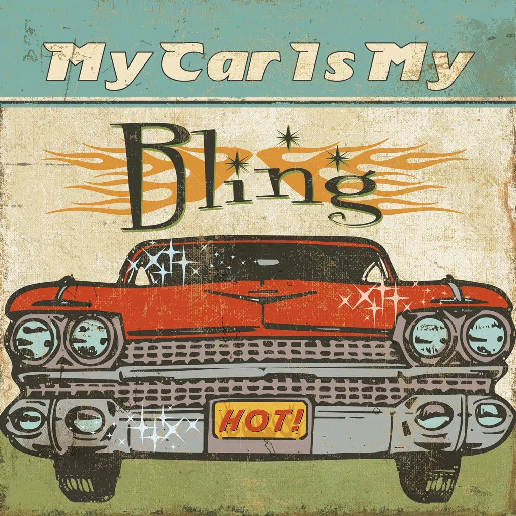 Mancave II - My Car is My Bling by Pela Studio. SKU 10312a. Archival Giclee Fine art print for wall decor.