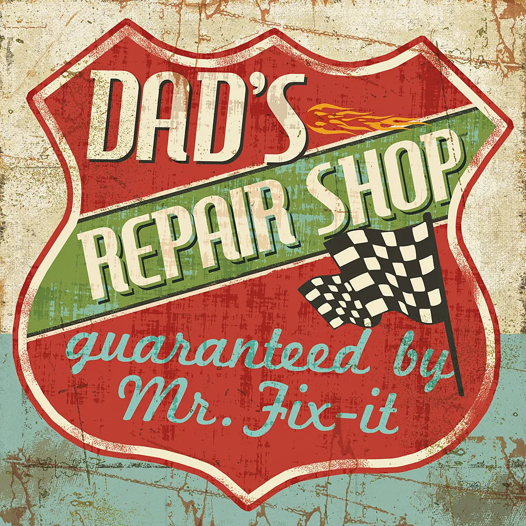 Mancave IV -  Dads Repair Shop by Pela Studio. SKU 10314a. Archival Giclee Fine art print for wall decor.