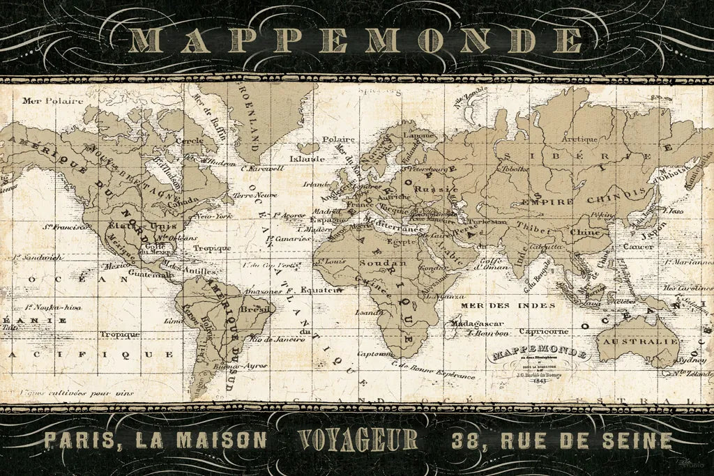 Mappemonde by Pela Studio. SKU 8315i. Archival Giclee Fine art print for wall decor.
