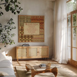 Mirage Words III Sq by Pela Studio. Shown in a natural wood frame in a cozy modern living room. Available as an archival giclee rolled canvas, fine art paper, or poster print. SKU 28354a.
