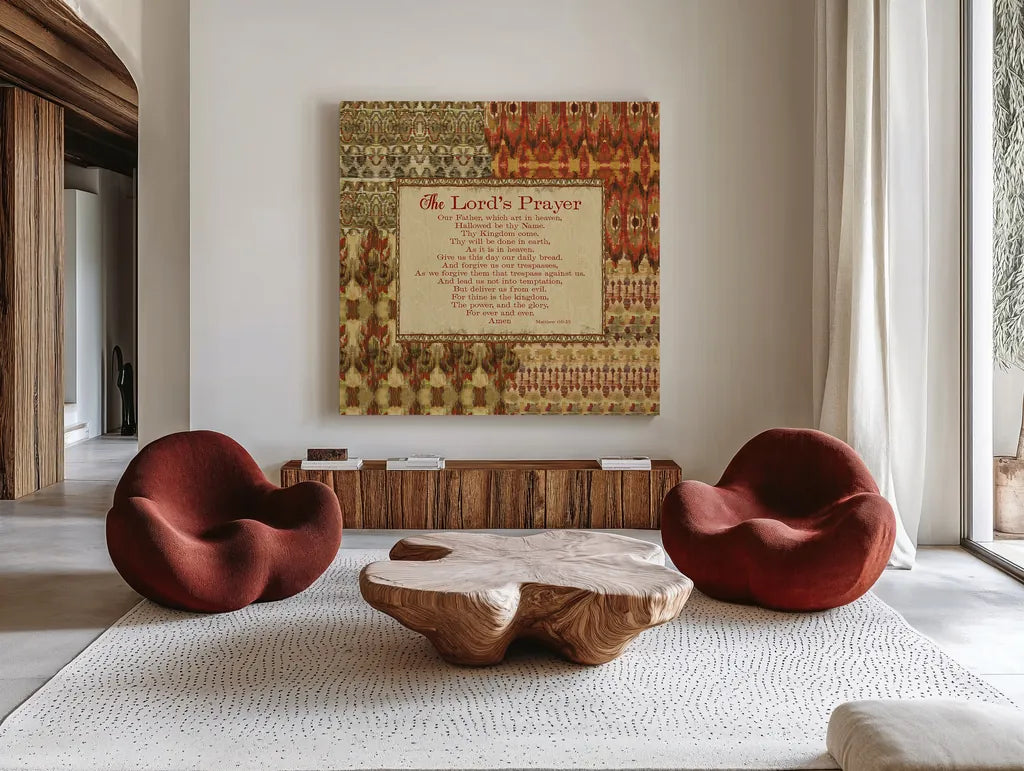 Mirage Words III Sq by Pela Studio. Shown as extra-large giant wall art in a modern living room. Available as an archival giclee rolled canvas, fine art paper, or poster print. SKU 28354a.