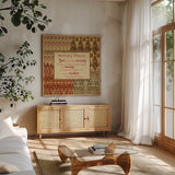 Mirage Words IV Sq by Pela Studio. Shown in a natural wood frame in a cozy modern living room. Available as an archival giclee rolled canvas, fine art paper, or poster print. SKU 28355a.