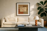 Mirage Words IV Sq by Pela Studio. Displayed in a glass frame with matte in a clean modern living room. Available as an archival giclee rolled canvas, fine art paper, or poster print. SKU 28355a.