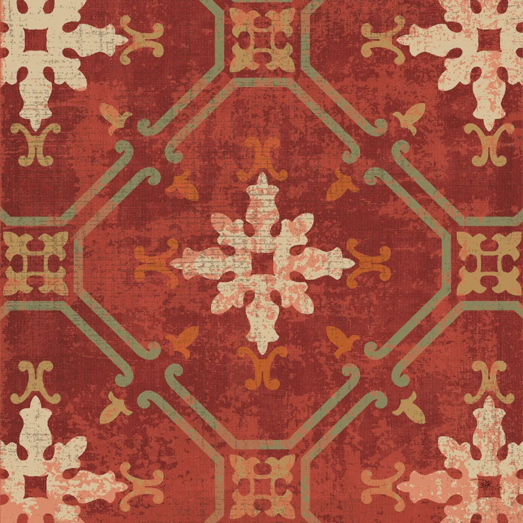 Moroccan Patchwork Red Tile I by Pela Studio. SKU 74286a. Archival Giclee Fine art print for wall decor.