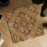 Moroccan Patchwork Red Tile II by Pela Studio. Shown as a detailed flat fine art print, highlighting archival giclee quality. Available as an archival giclee rolled canvas, fine art paper, or poster print. SKU 74289a.