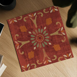 Moroccan Patchwork Red Tile IV by Pela Studio. Shown as a detailed flat fine art print, highlighting archival giclee quality. Available as an archival giclee rolled canvas, fine art paper, or poster print. SKU 74293a.