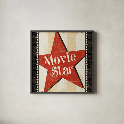 Movie Star Border 8x8 by Pela Studio. Shown in a sleek black glass frame for a contemporary gallery look. Available as an archival giclee rolled canvas, fine art paper, or poster print. SKU 11215a.