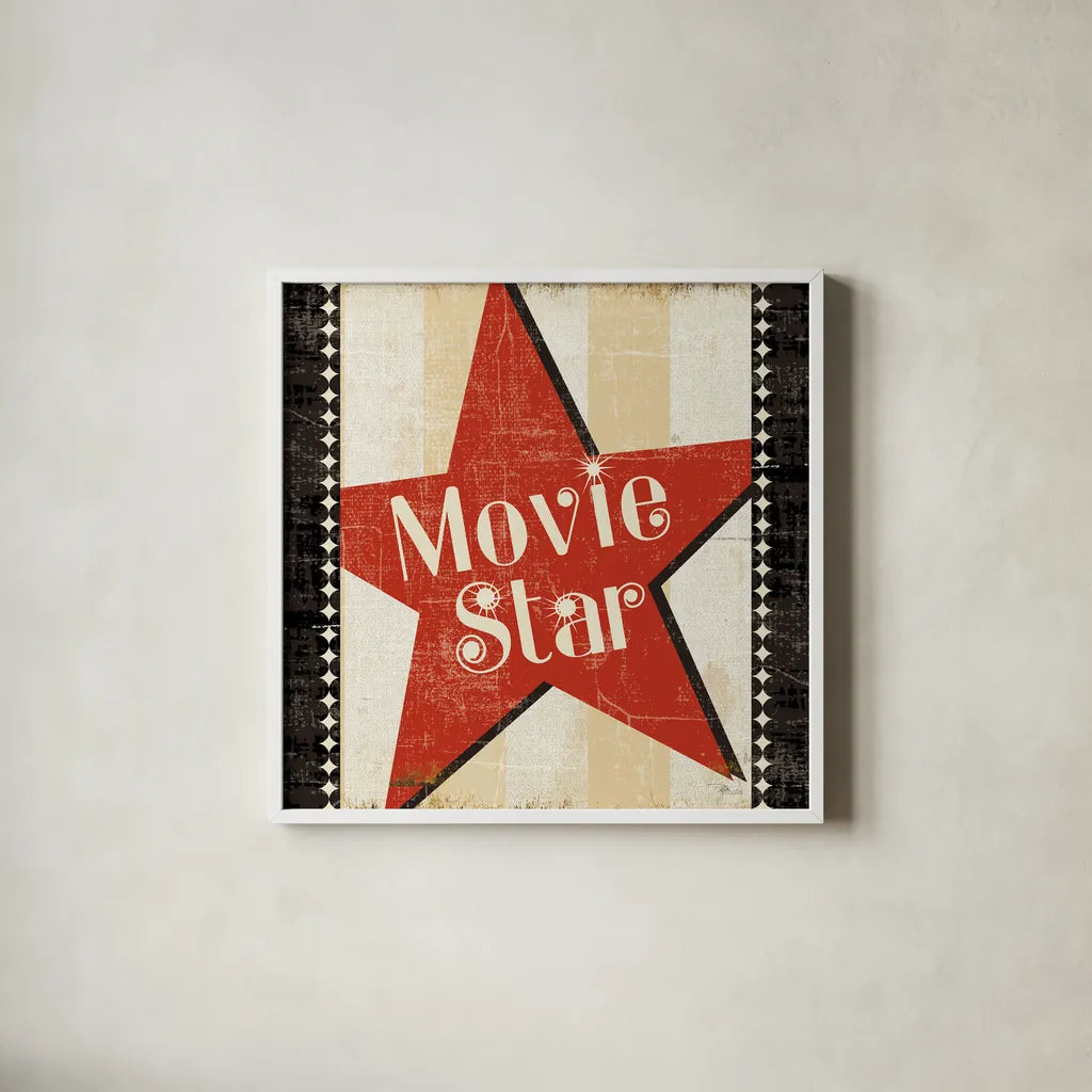 Movie Star Border 8x8 by Pela Studio. Shown in a crisp white glass frame for a clean and minimalist style. Available as an archival giclee rolled canvas, fine art paper, or poster print. SKU 11215a.