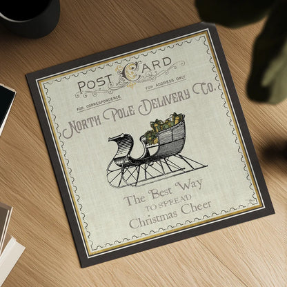 North Pole Express II Neutral by Pela Studio. Shown as a detailed flat fine art print, highlighting archival giclee quality. Available as an archival giclee rolled canvas, fine art paper, or poster print. SKU 66643a.