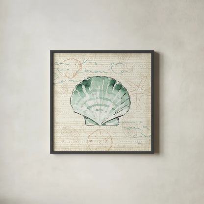 Ocean Prints II by Pela Studio. Shown in a sleek black glass frame for a contemporary gallery look. Available as an archival giclee rolled canvas, fine art paper, or poster print. SKU 10727a.