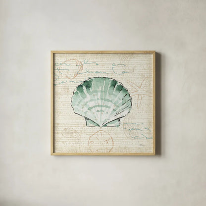 Ocean Prints II by Pela Studio. Shown in a natural wood glass frame for a timeless modern aesthetic. Available as an archival giclee rolled canvas, fine art paper, or poster print. SKU 10727a.