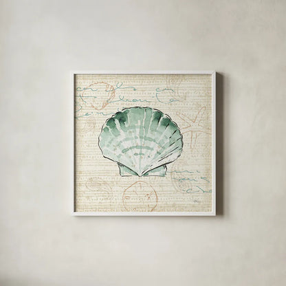 Ocean Prints II by Pela Studio. Shown in a crisp white glass frame for a clean and minimalist style. Available as an archival giclee rolled canvas, fine art paper, or poster print. SKU 10727a.