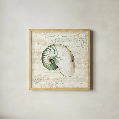 Ocean Prints III by Pela Studio. Shown in a natural wood glass frame for a timeless modern aesthetic. Available as an archival giclee rolled canvas, fine art paper, or poster print. SKU 10728a.