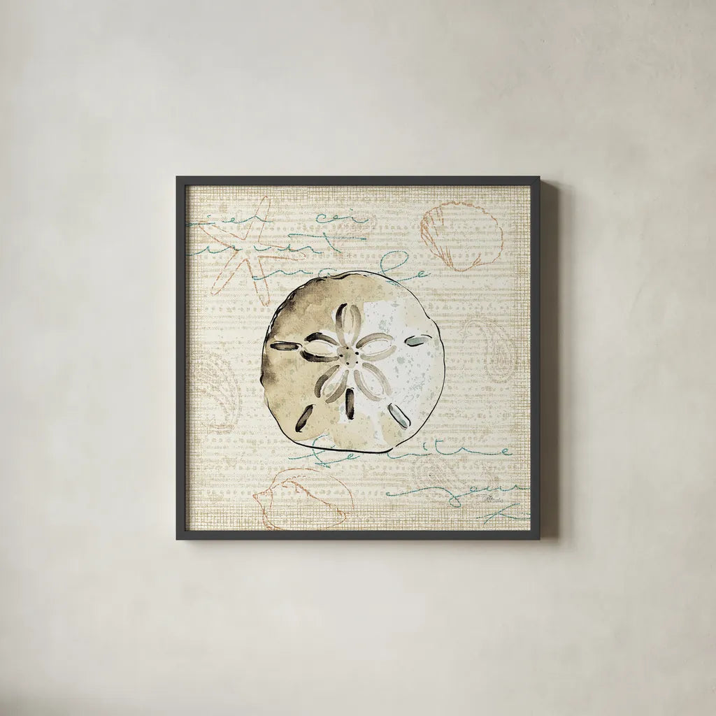 Ocean Prints IV by Pela Studio. Shown in a sleek black glass frame for a contemporary gallery look. Available as an archival giclee rolled canvas, fine art paper, or poster print. SKU 10729a.