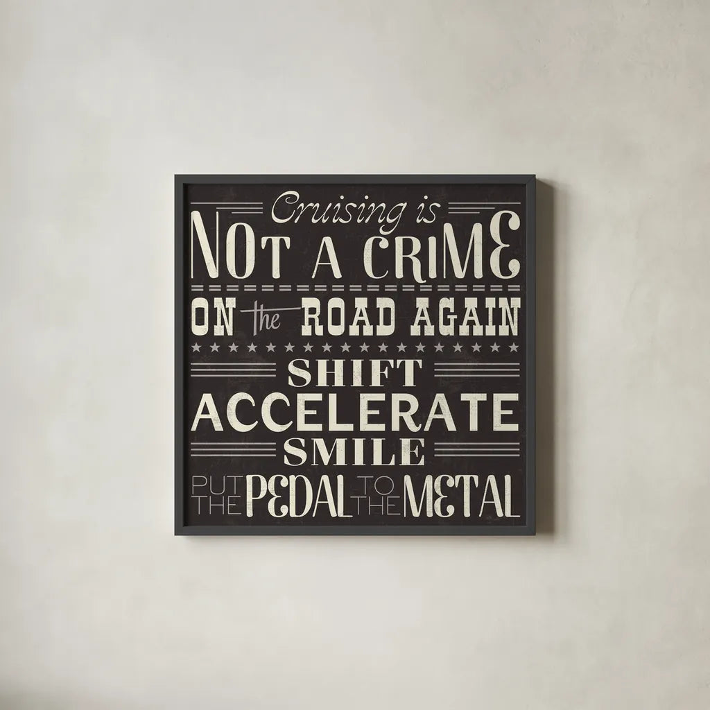 On the Road Again III by Pela Studio. Shown in a sleek black glass frame for a contemporary gallery look. Available as an archival giclee rolled canvas, fine art paper, or poster print. SKU 19973a.