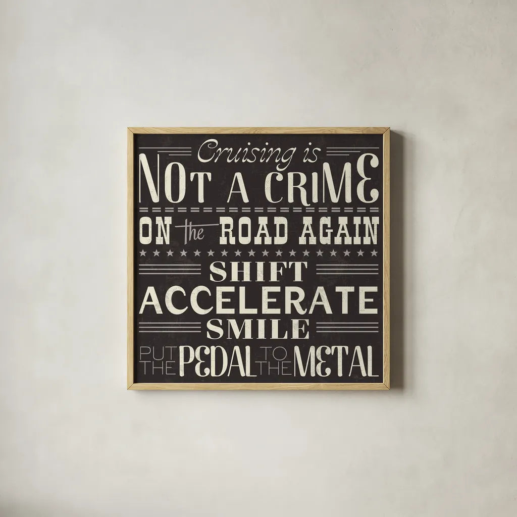 On the Road Again III by Pela Studio. Shown in a natural wood glass frame for a timeless modern aesthetic. Available as an archival giclee rolled canvas, fine art paper, or poster print. SKU 19973a.