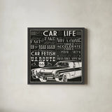 On the Road Again V by Pela Studio. Shown in a sleek black glass frame for a contemporary gallery look. Available as an archival giclee rolled canvas, fine art paper, or poster print. SKU 19975a.