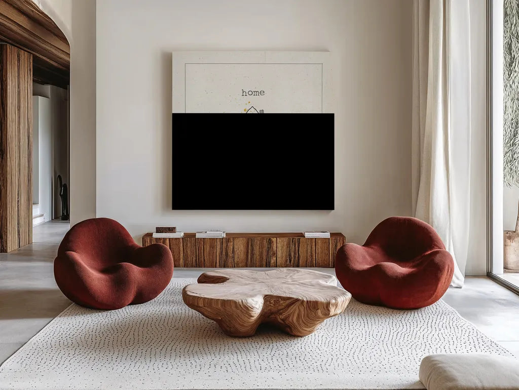 Opposites Cuties I by Pela Studio. Shown as extra-large giant wall art in a modern living room. Available as an archival giclee rolled canvas, fine art paper, or poster print. SKU 25111a.