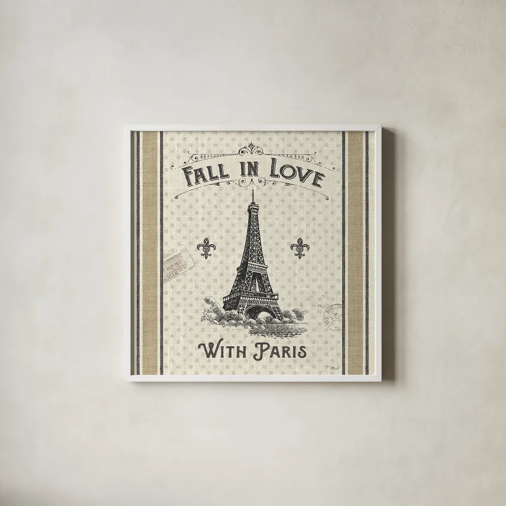 Paris Farmhouse II by Pela Studio. Shown in a crisp white glass frame for a clean and minimalist style. Available as an archival giclee rolled canvas, fine art paper, or poster print. SKU 49785a.