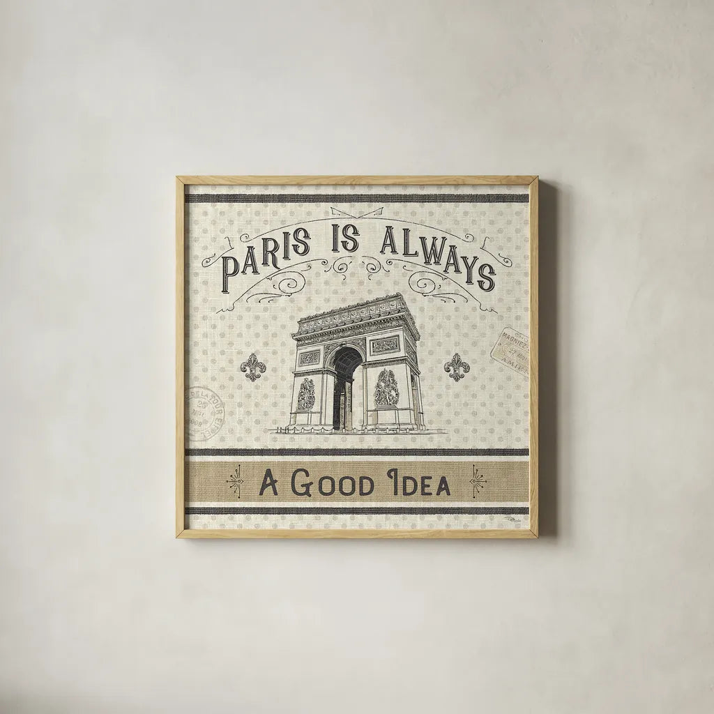 Paris Farmhouse IV by Pela Studio. Shown in a natural wood glass frame for a timeless modern aesthetic. Available as an archival giclee rolled canvas, fine art paper, or poster print. SKU 49787a.