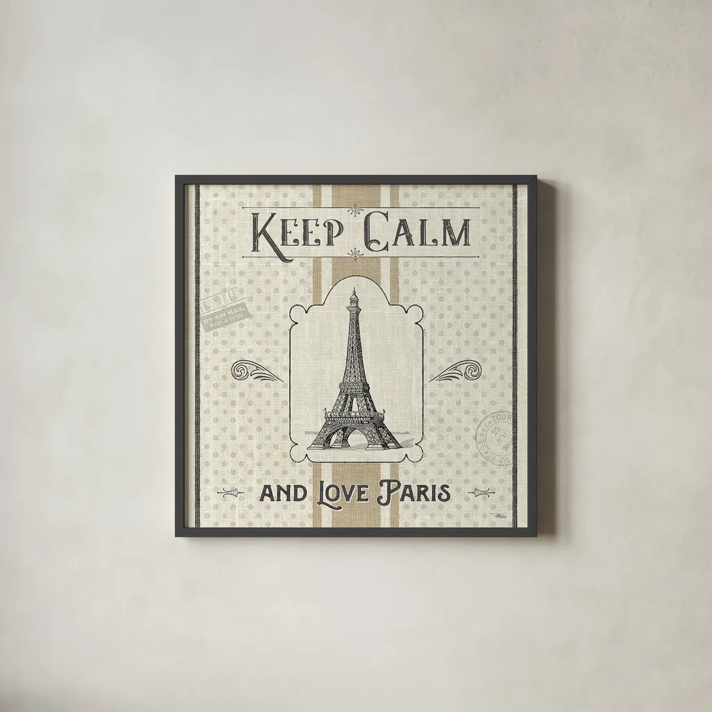 Paris Farmhouse V by Pela Studio. Shown in a sleek black glass frame for a contemporary gallery look. Available as an archival giclee rolled canvas, fine art paper, or poster print. SKU 49788a.