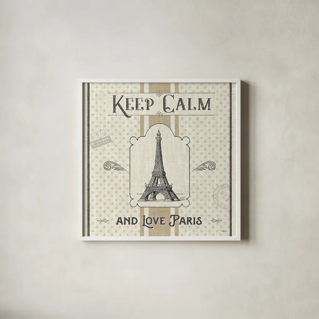 Paris Farmhouse V by Pela Studio. Shown in a crisp white glass frame for a clean and minimalist style. Available as an archival giclee rolled canvas, fine art paper, or poster print. SKU 49788a.