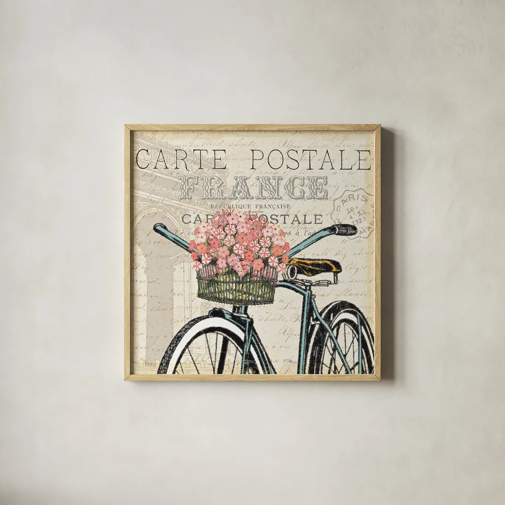 Paris Ride II by Pela Studio. Shown in a natural wood glass frame for a timeless modern aesthetic. Available as an archival giclee rolled canvas, fine art paper, or poster print. SKU 13538a.