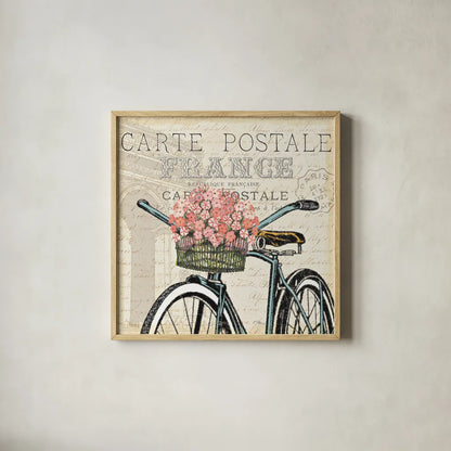 Paris Ride II by Pela Studio. Shown in a natural wood glass frame for a timeless modern aesthetic. Available as an archival giclee rolled canvas, fine art paper, or poster print. SKU 13538a.