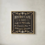 Parisian Signs Square II no Border by Pela Studio. Shown in a natural wood glass frame for a timeless modern aesthetic. Available as an archival giclee rolled canvas, fine art paper, or poster print. SKU 13468a.