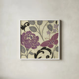 Perfect Petals I Lavender by Pela Studio. Shown in a crisp white glass frame for a clean and minimalist style. Available as an archival giclee rolled canvas, fine art paper, or poster print. SKU 13169a.