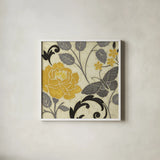 Perfect Petals I Yellow by Pela Studio. Shown in a crisp white glass frame for a clean and minimalist style. Available as an archival giclee rolled canvas, fine art paper, or poster print. SKU 13285a.