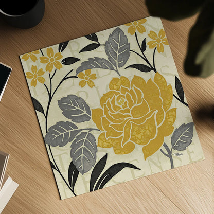 Perfect Petals II Yellow by Pela Studio. Shown as a detailed flat fine art print, highlighting archival giclee quality. Available as an archival giclee rolled canvas, fine art paper, or poster print. SKU 13174a.