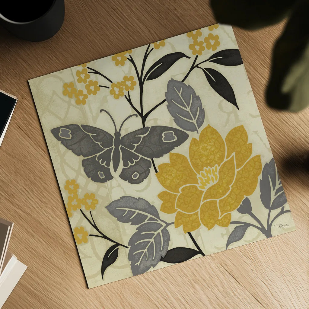 Perfect Petals IV Yellow by Pela Studio. Shown as a detailed flat fine art print, highlighting archival giclee quality. Available as an archival giclee rolled canvas, fine art paper, or poster print. SKU 13165a.
