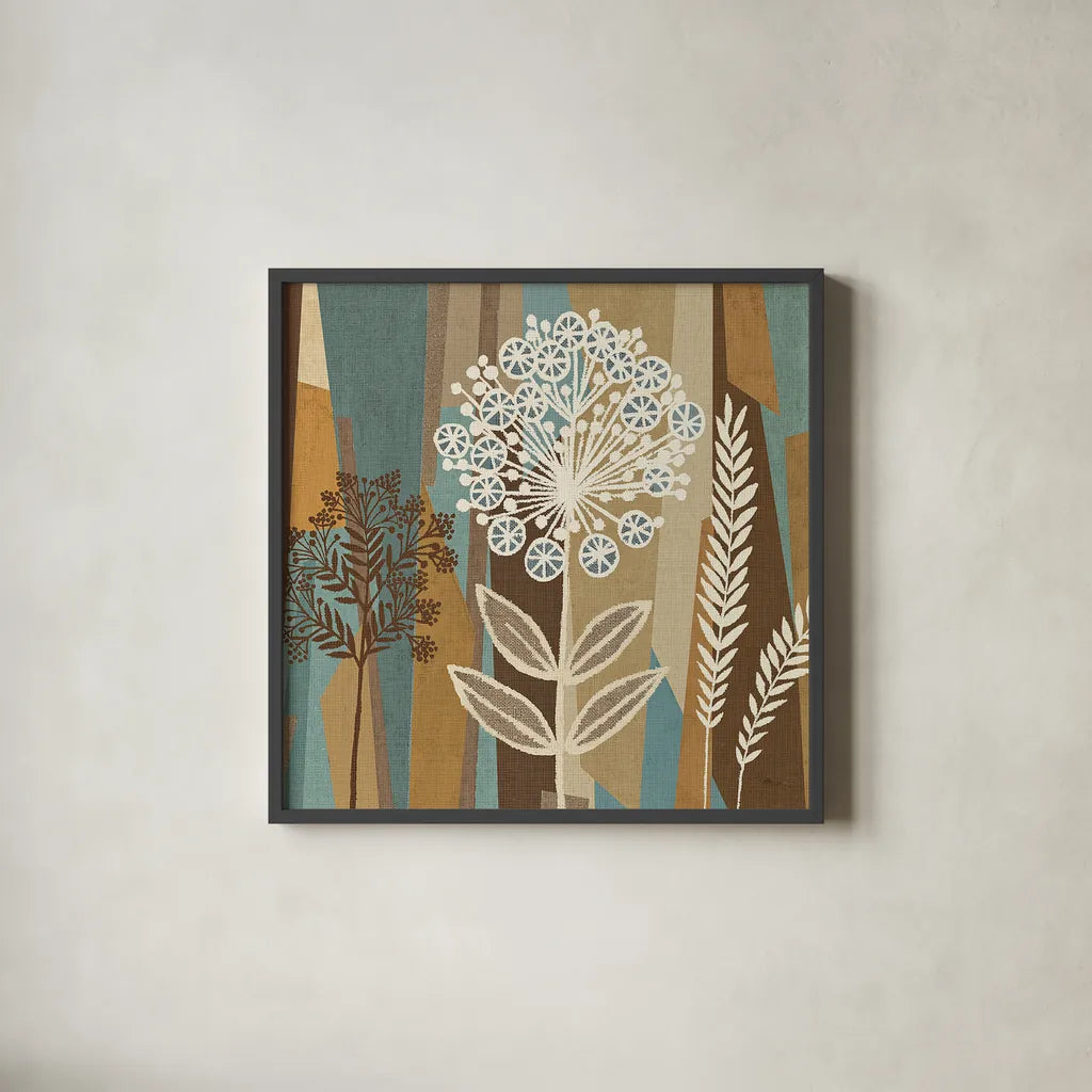 Pieces of Nature II by Pela Studio. Shown in a sleek black glass frame for a contemporary gallery look. Available as an archival giclee rolled canvas, fine art paper, or poster print. SKU 9081a.