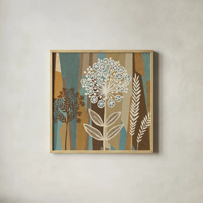 Pieces of Nature II by Pela Studio. Shown in a natural wood glass frame for a timeless modern aesthetic. Available as an archival giclee rolled canvas, fine art paper, or poster print. SKU 9081a.
