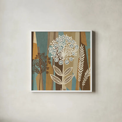 Pieces of Nature II by Pela Studio. Shown in a crisp white glass frame for a clean and minimalist style. Available as an archival giclee rolled canvas, fine art paper, or poster print. SKU 9081a.