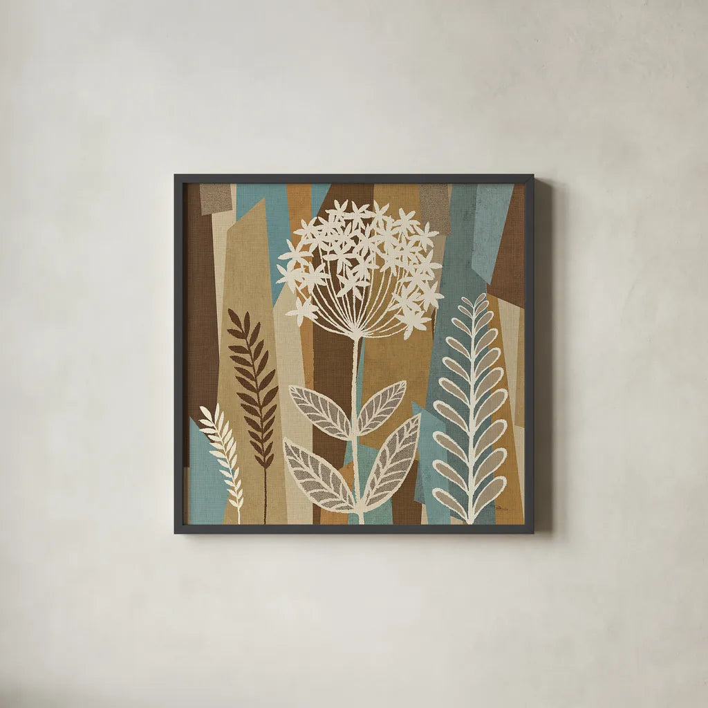 Pieces of Nature III by Pela Studio. Shown in a sleek black glass frame for a contemporary gallery look. Available as an archival giclee rolled canvas, fine art paper, or poster print. SKU 9082a.