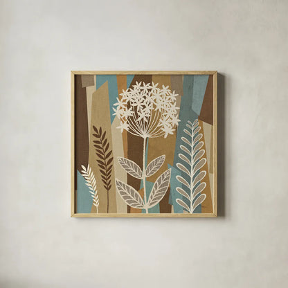 Pieces of Nature III by Pela Studio. Shown in a natural wood glass frame for a timeless modern aesthetic. Available as an archival giclee rolled canvas, fine art paper, or poster print. SKU 9082a.