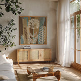 Pieces of Nature III by Pela Studio. Shown in a natural wood frame in a cozy modern living room. Available as an archival giclee rolled canvas, fine art paper, or poster print. SKU 9082a.