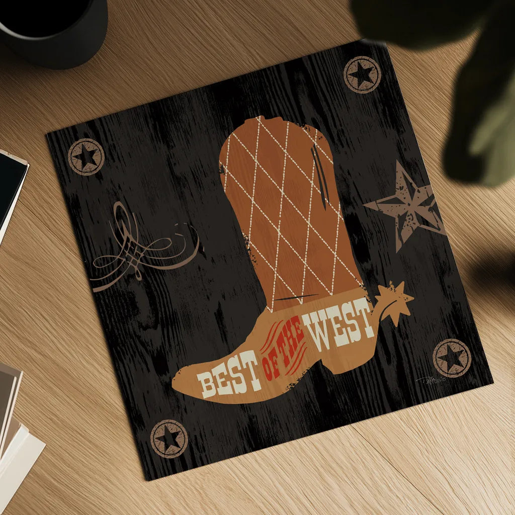 Saddle Up II by Pela Studio. Shown as a detailed flat fine art print, highlighting archival giclee quality. Available as an archival giclee rolled canvas, fine art paper, or poster print. SKU 69504a.